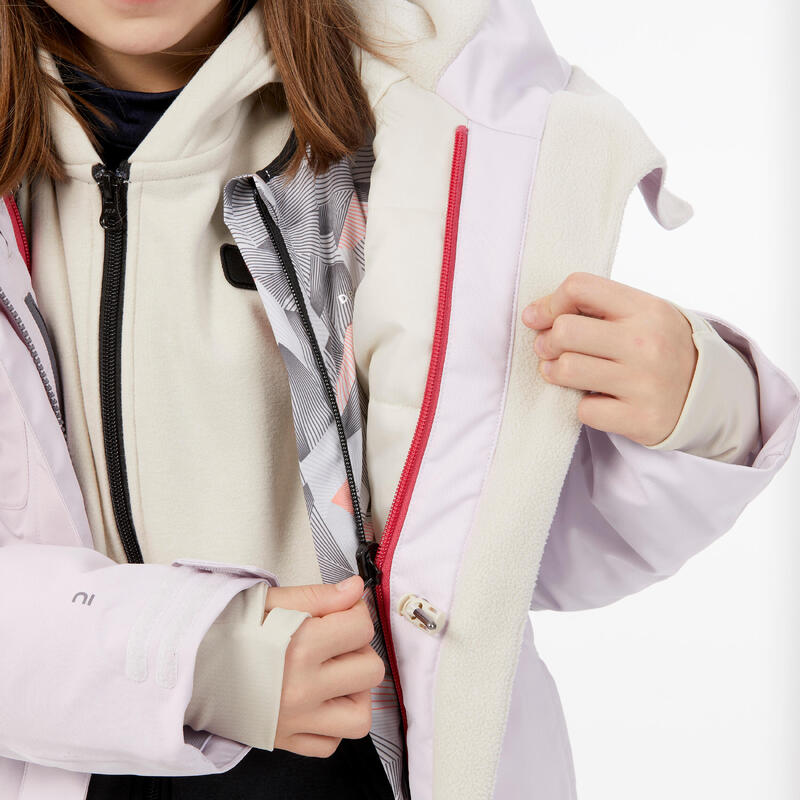 Su Geçirmez Sıcak Tutan Çocuk Kayak Snowboard Montu - Pembe - SNB 500