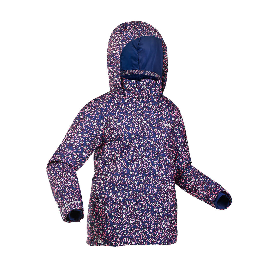 Bērnu silta un ūdensnecaurlaidīga slēpošanas jaka “500”, leoparda raksts