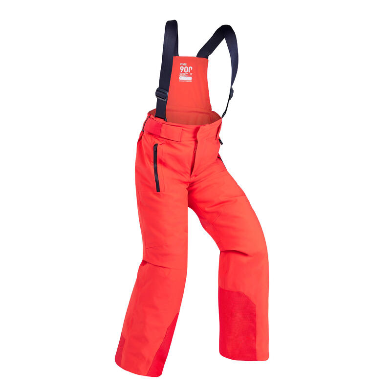 Pantalon schi pe pârtie PNF 900 Călduros și impermeabil Roșu Copii
