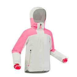 Kids’ warm and waterproof ski jacket 900 - White and pink