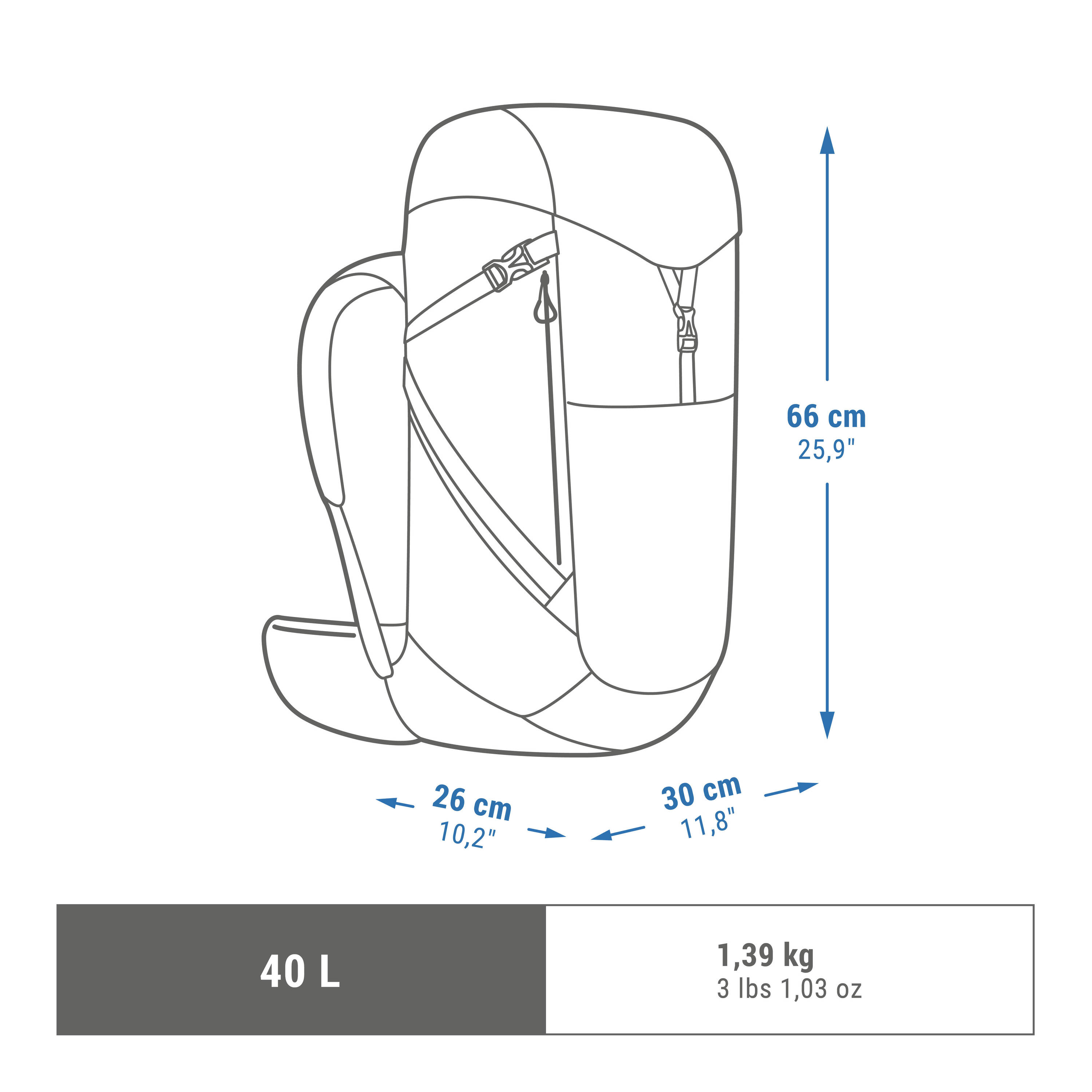 Mountain hiking backpack 40L - MH500 -  3