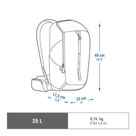 Σακίδιο πλάτης για ορεινή πεζοπορία 20L - MH100