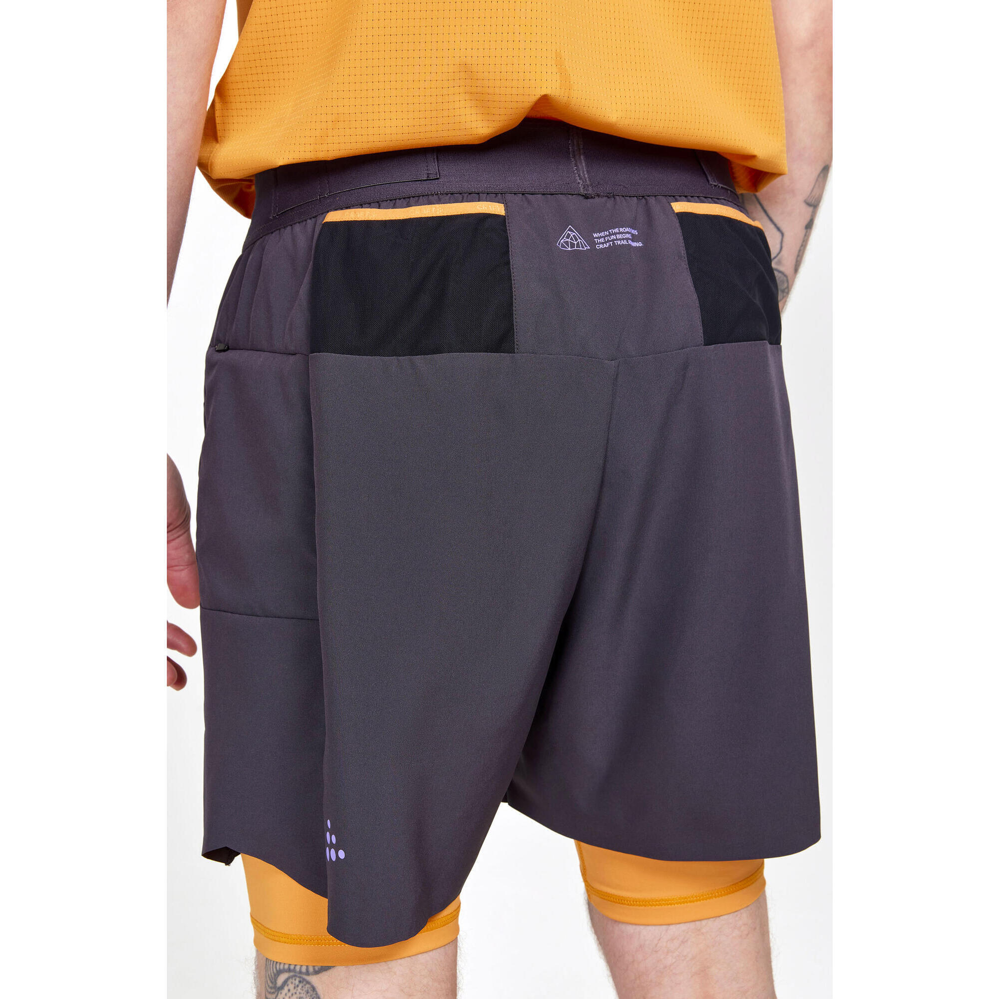 CRAFT PANTALONCINI DA TRAIL RUNNING 2 IN 1 DA UOMO - PRO TRAIL ARDESIA/DESERTO