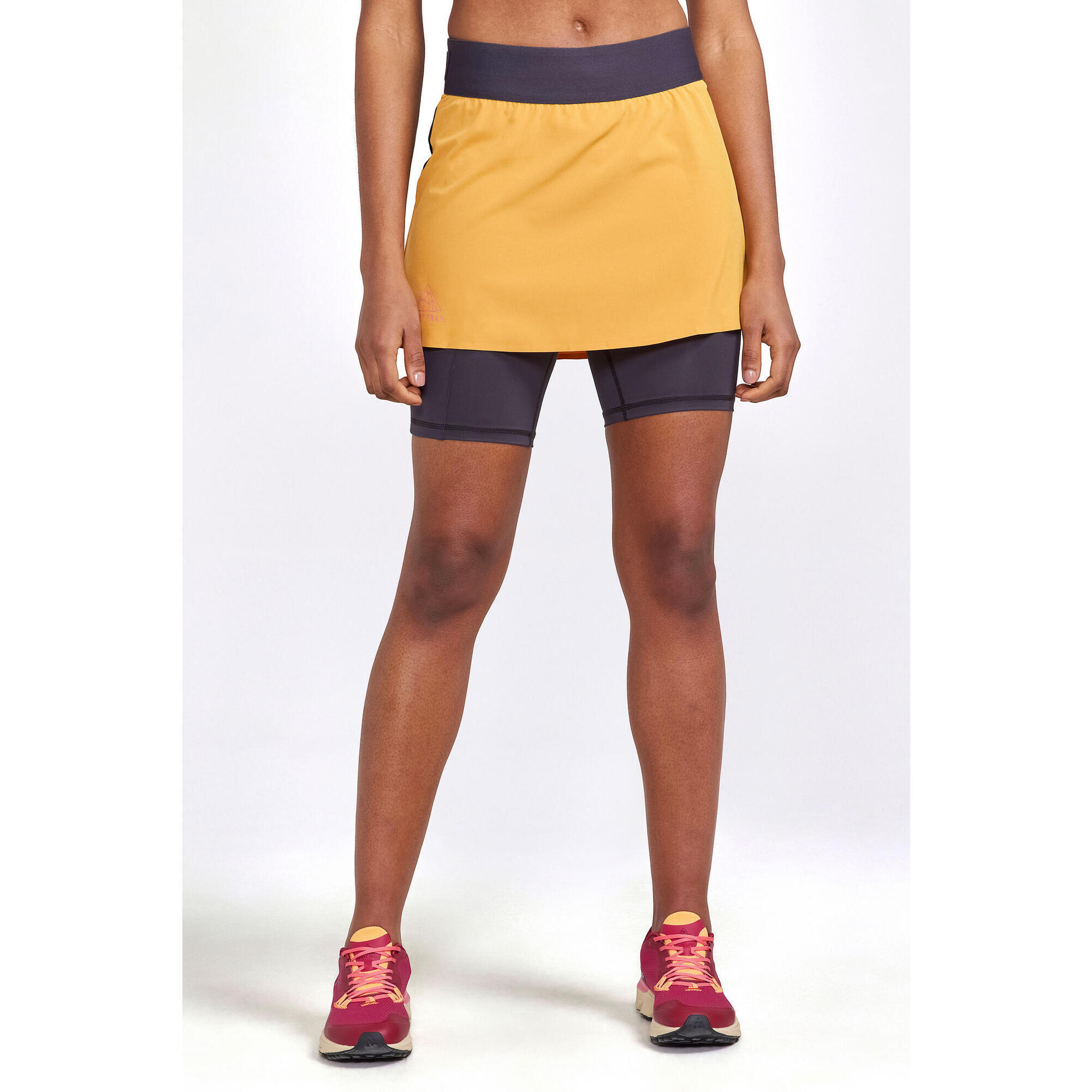 CRAFT GONNA CORTA DA TRAIL RUNNING 2 IN 1 DA DONNA - PRO TRAIL GIALLO/ARANCIO/NERO