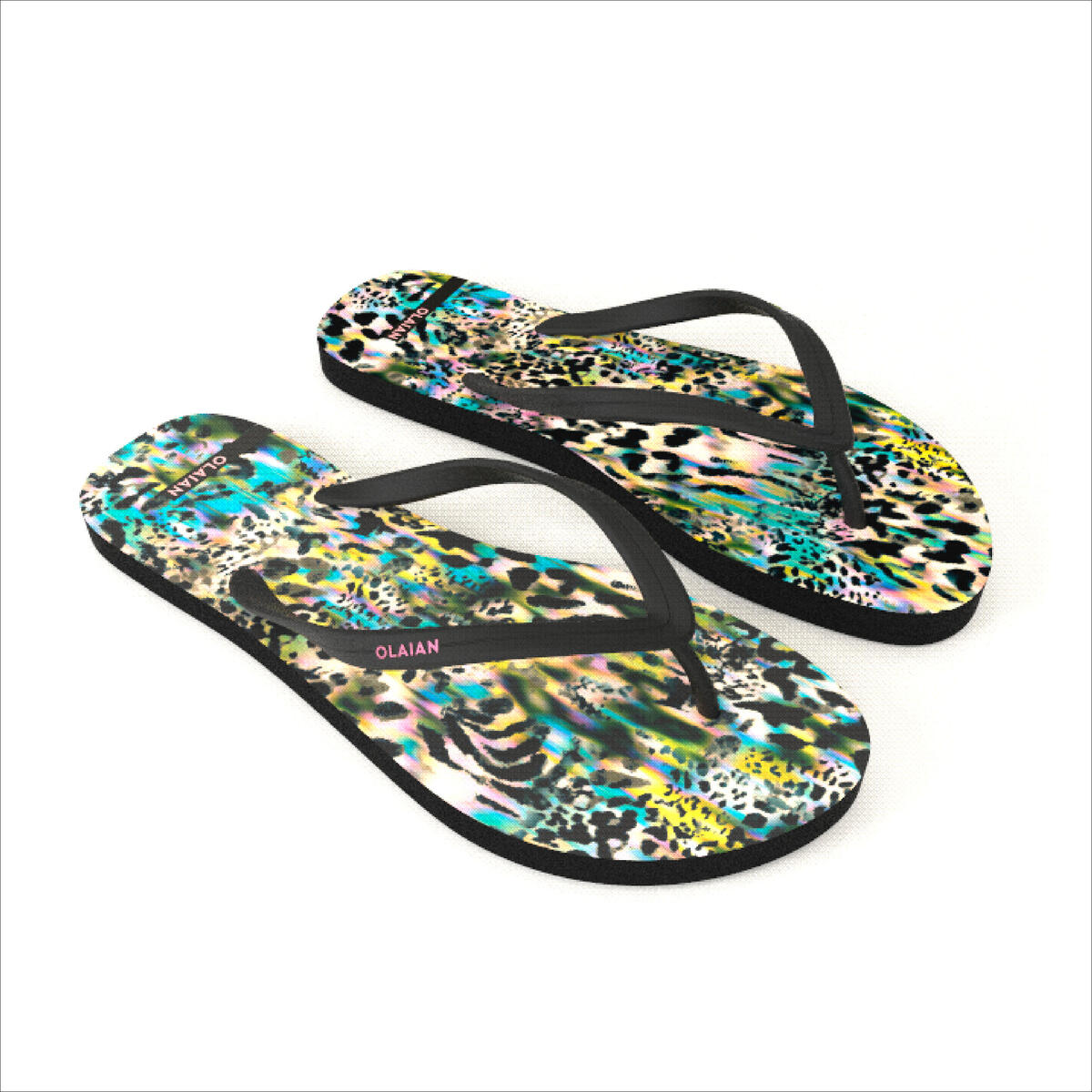 Tongs femme - 120 lea noir multicolore