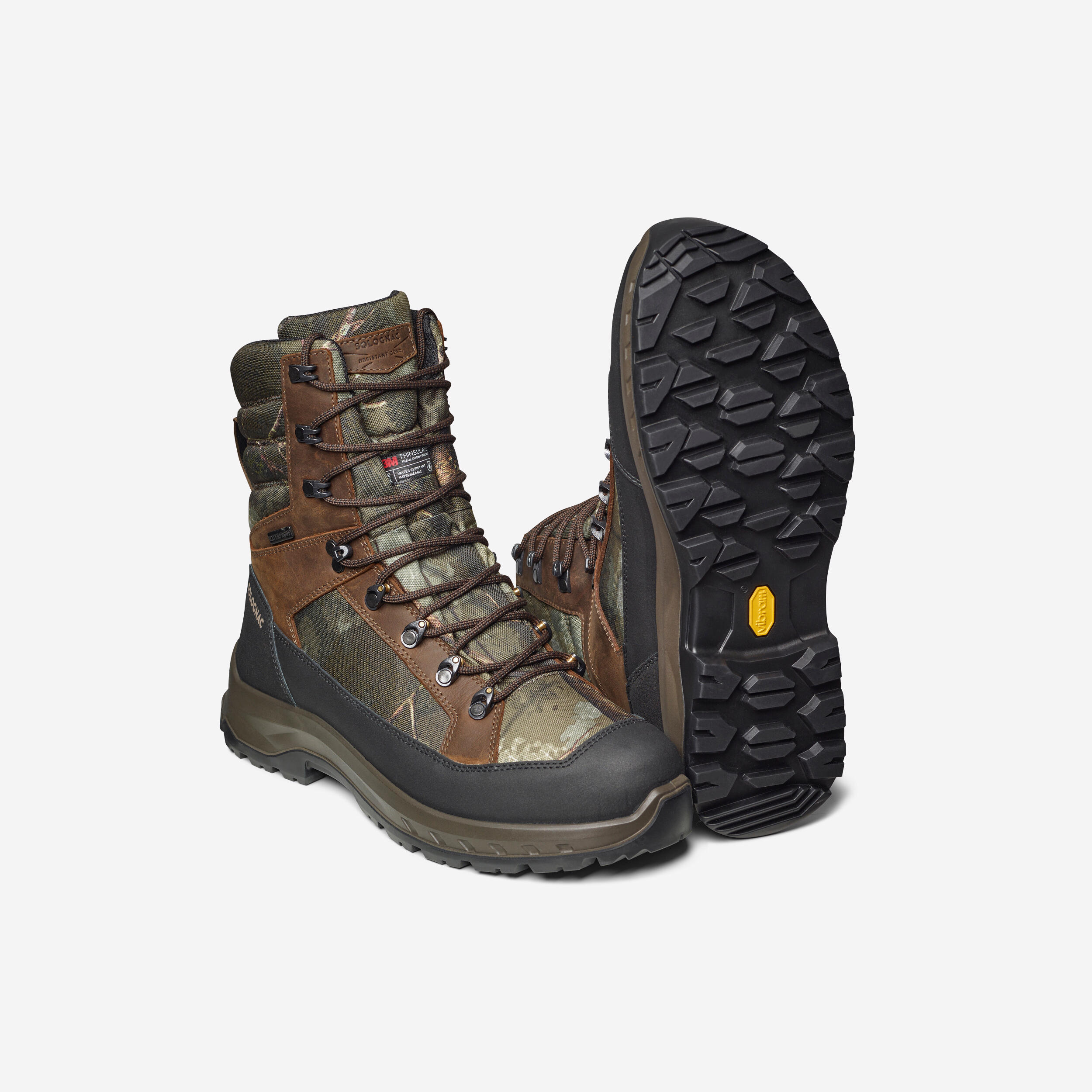 Hunting Boots Warm and Waterproof - Crosshunt 540 Camouflage - SOLOGNAC