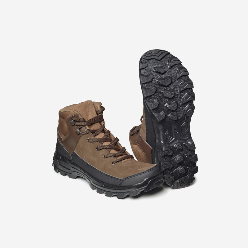 Chaussures chasse respirantes cuir marron Crosshunt 100 D Montantes
