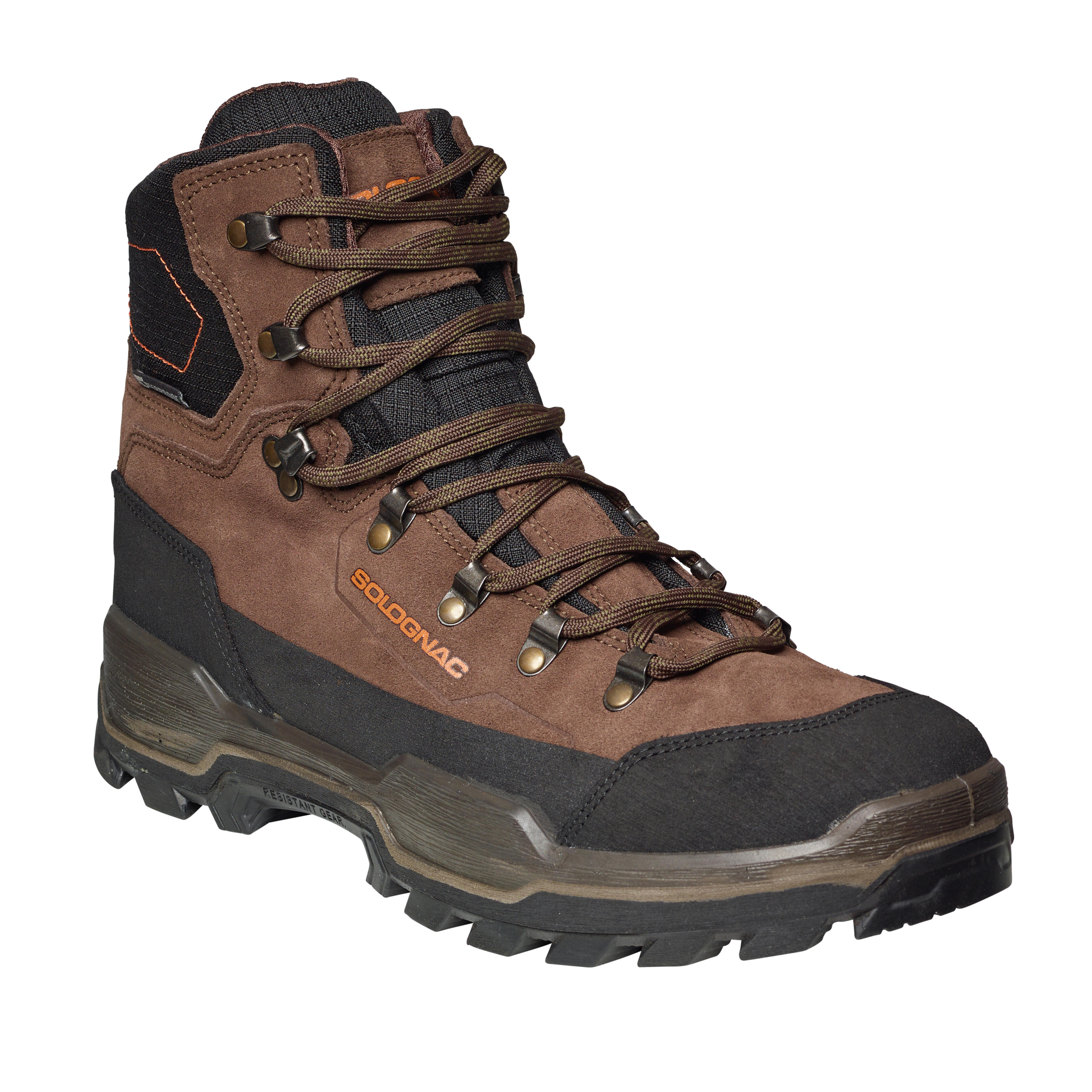 Hunting Waterproof Durable Boots - Crosshunt 500 Brown - SOLOGNAC
