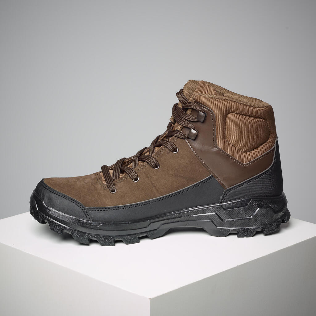 Chaussures chasse respirantes cuir marron crosshunt 100 d montantes