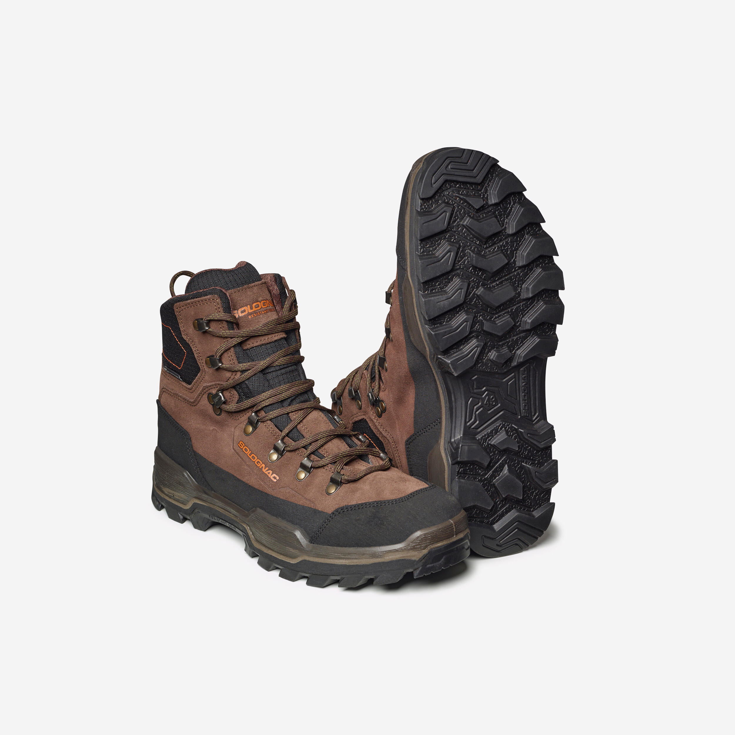 Hunting Waterproof Durable Boots - Crosshunt 500 Brown - SOLOGNAC