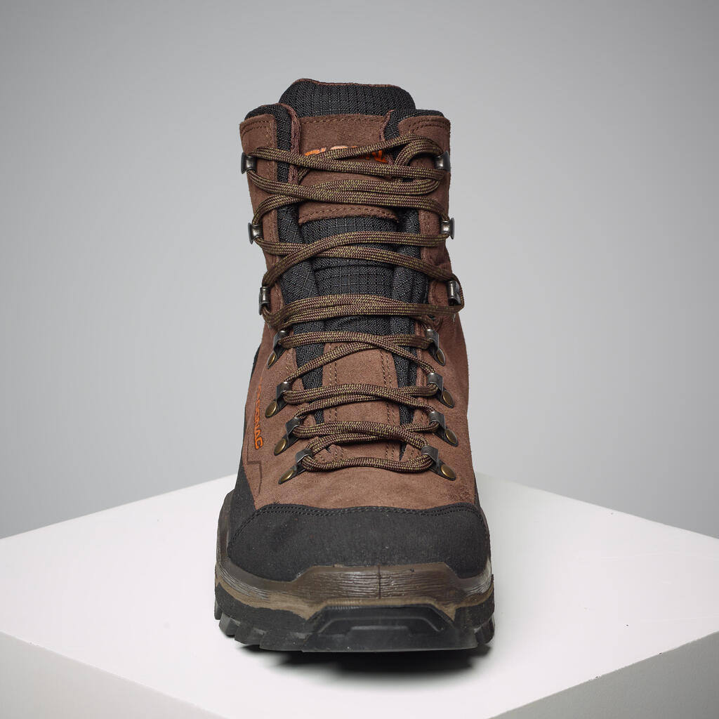 Men's Waterproof Leather Walking Boots Crosshunt 500- Durable Outdoor Footwear