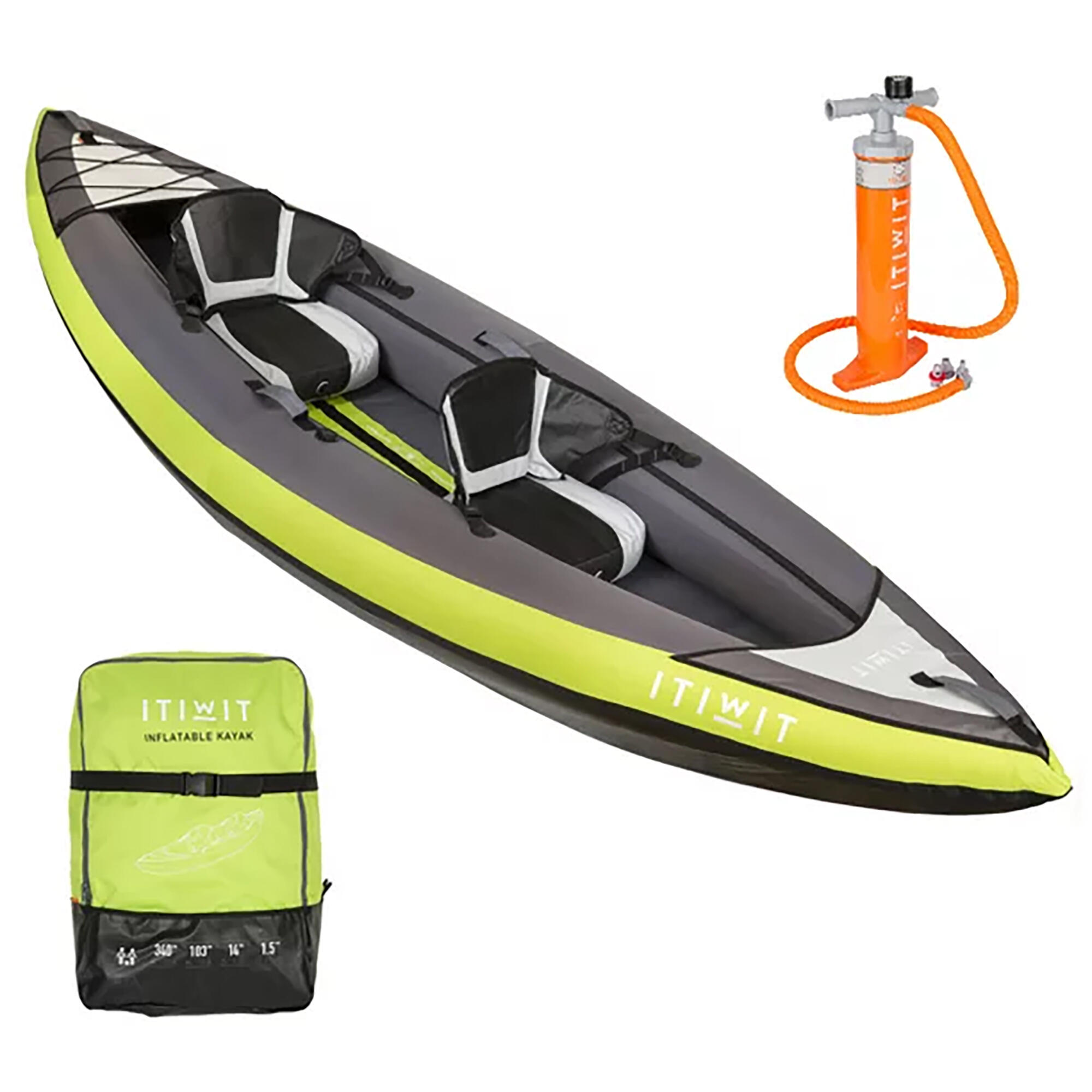 ITIWIT Itiwit Inflatable Touring Kayak w/ Pump 2 person
