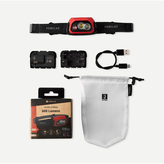 RECHARGEABLE HEADLAMP 600 LUMENS HL900 USB V3 Decathlon