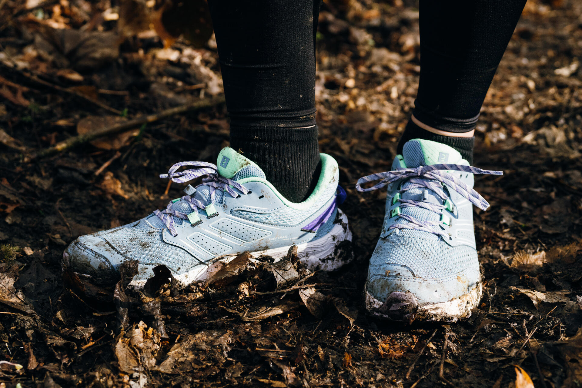 WOMEN'S TRAIL RUNNING SHOES EASYTRAIL BLUE GREEN