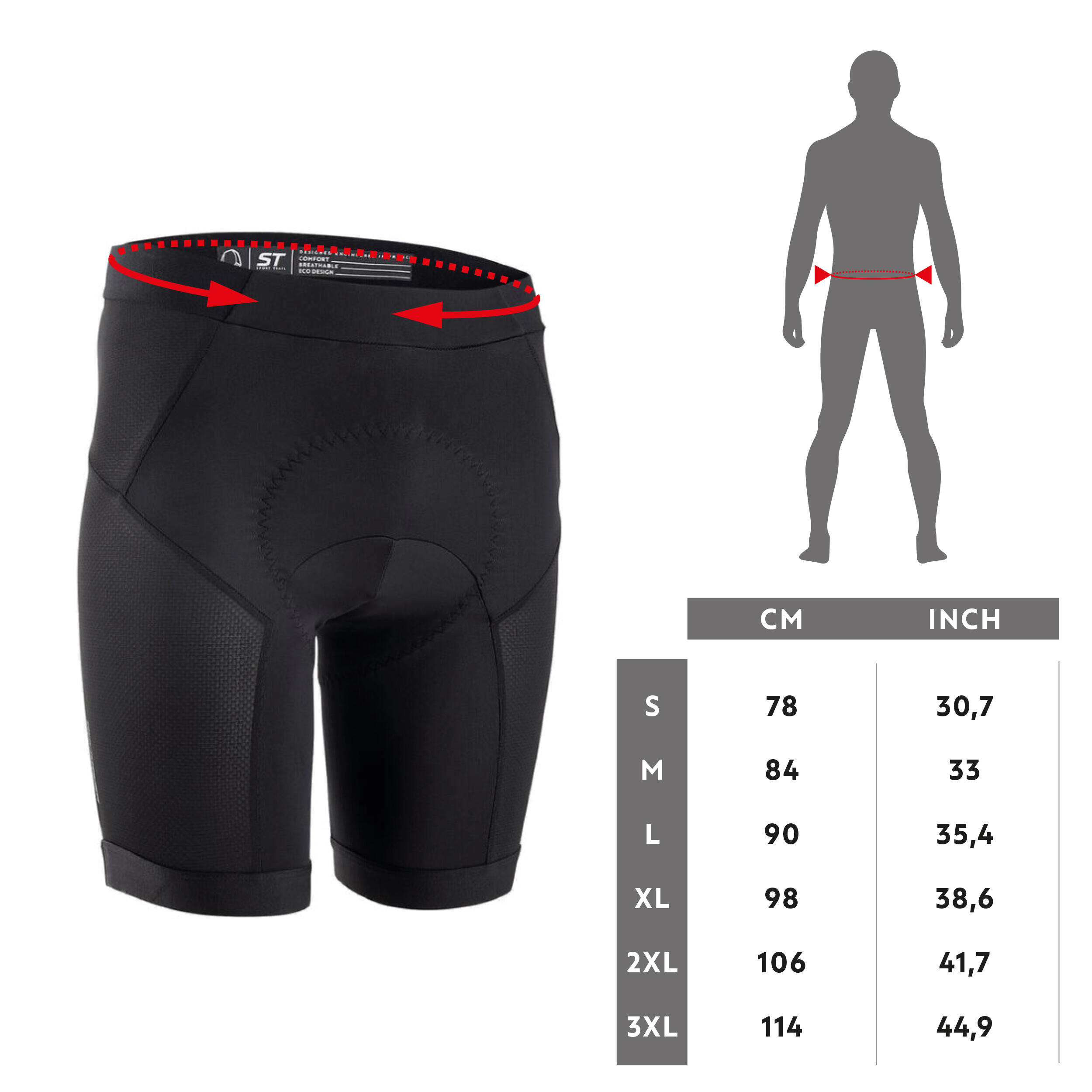 Mens Mountain Bike Undershorts ST 500 Black