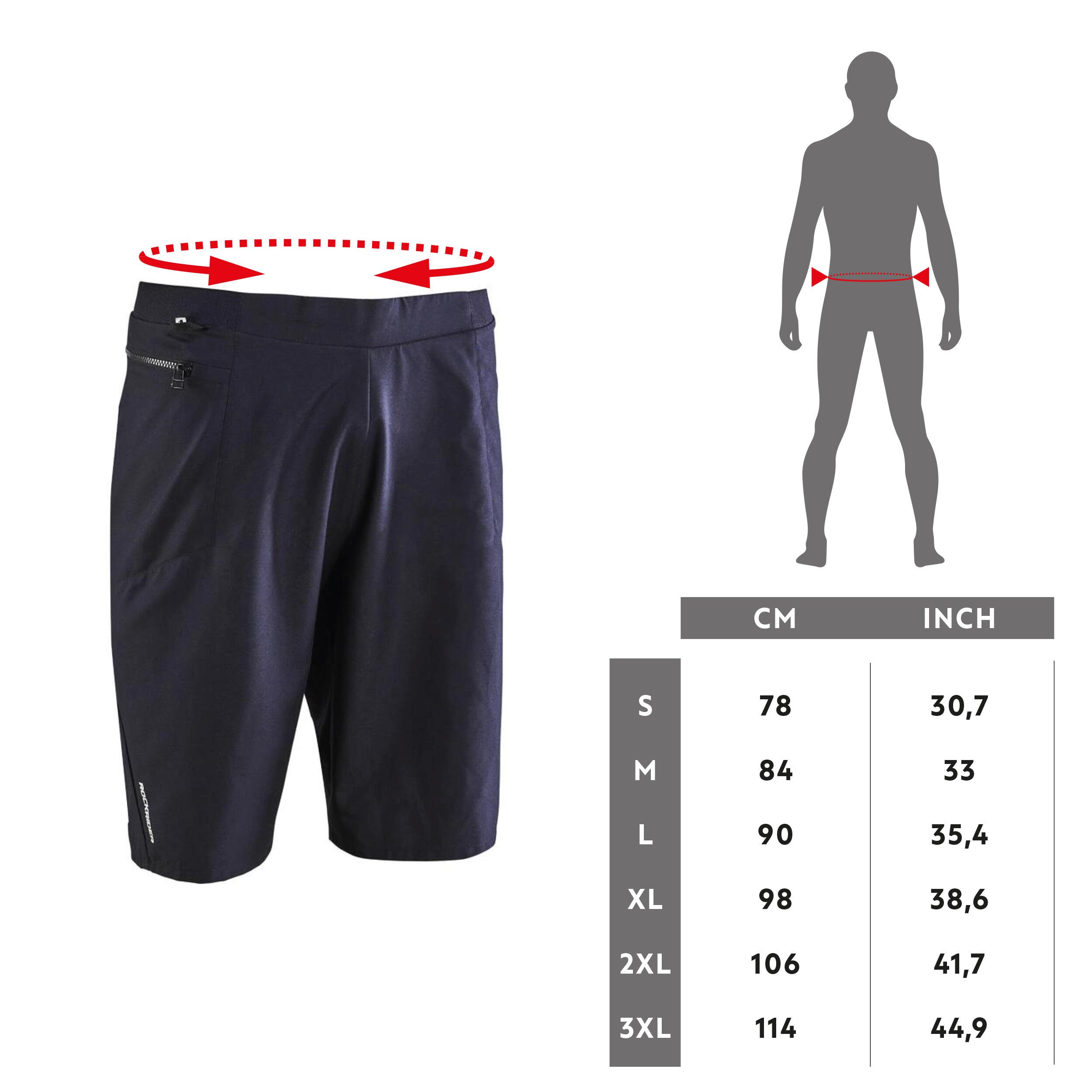 Herren MTB Short kurze Radhose Expl 100 schwarz ROCKRIDER