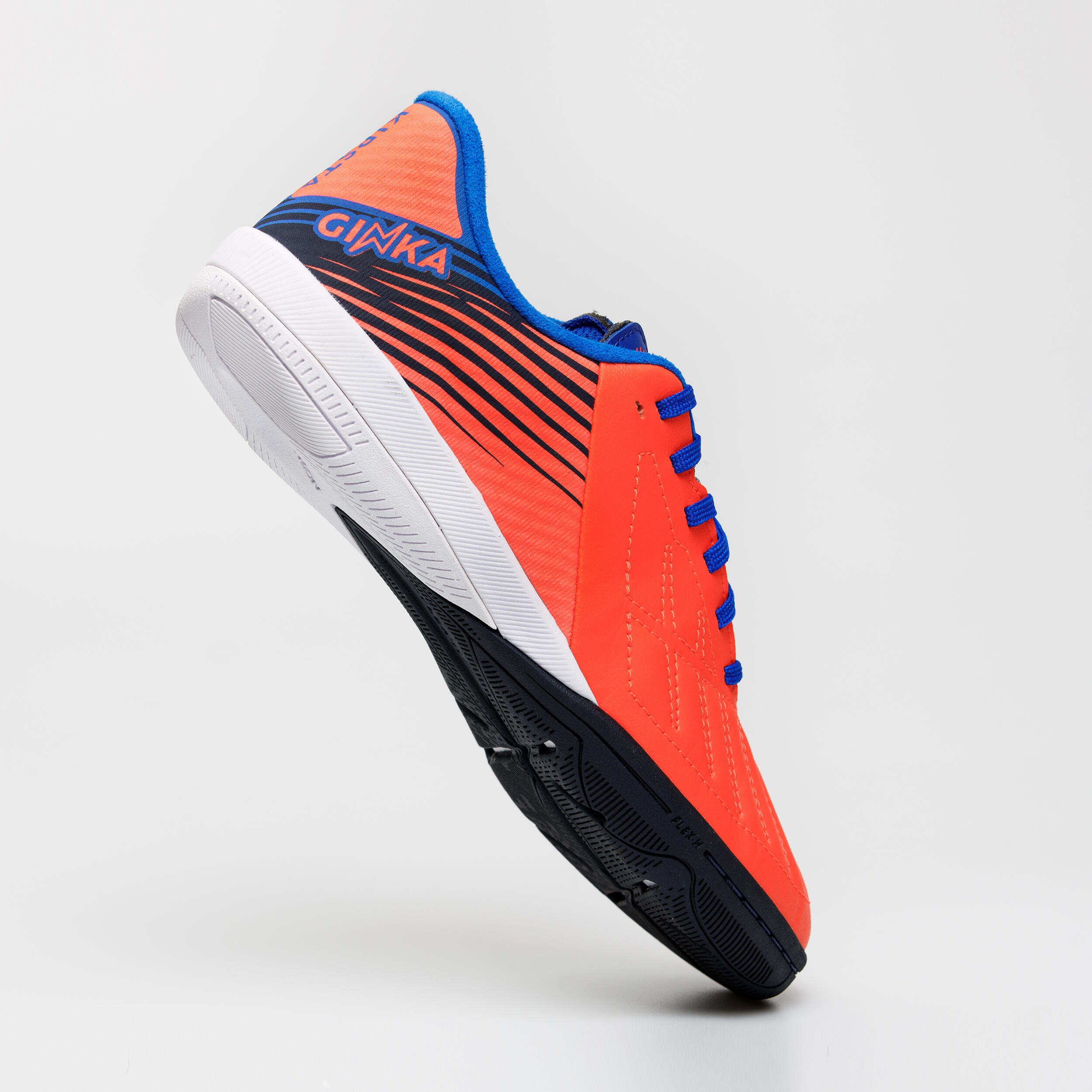 Zaalvoetbalschoenen kind Ginka Pro oranjerood 7/11