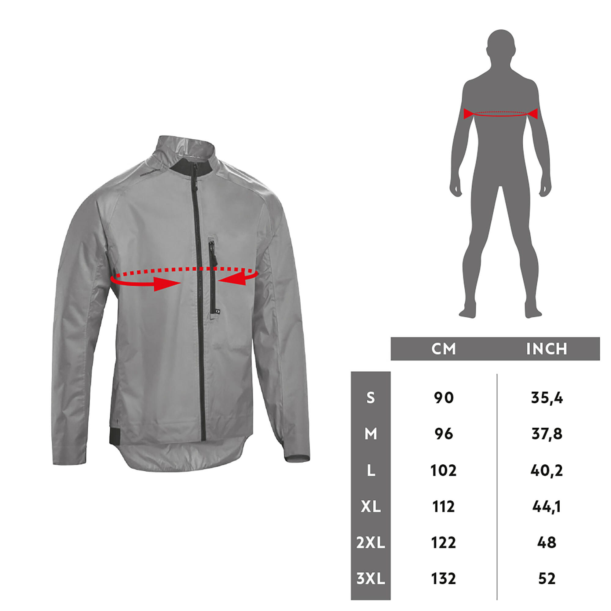 Veste coupe pluie velo vtt confort 500 rouge ROCKRIDER Decathlon