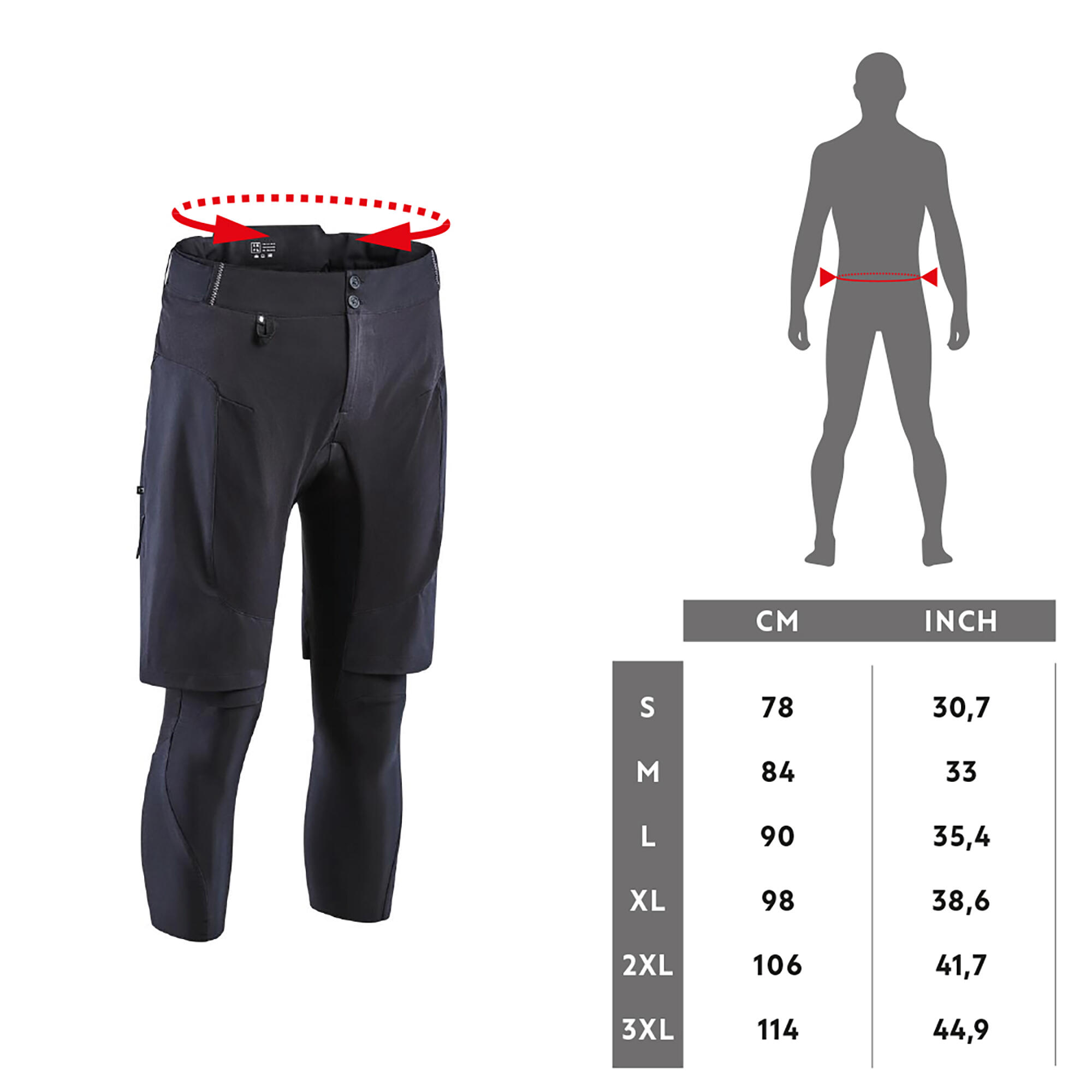 Men's 2-in-1 Mountain Bike Combo Shorts/Undershorts Expl 500 - Black 6/10