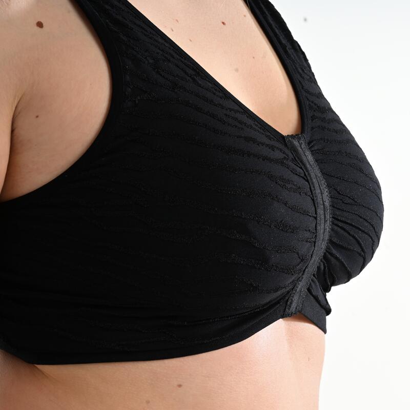 Reggiseno sportivo donna palestra sostegno leggero apertura davanti nero