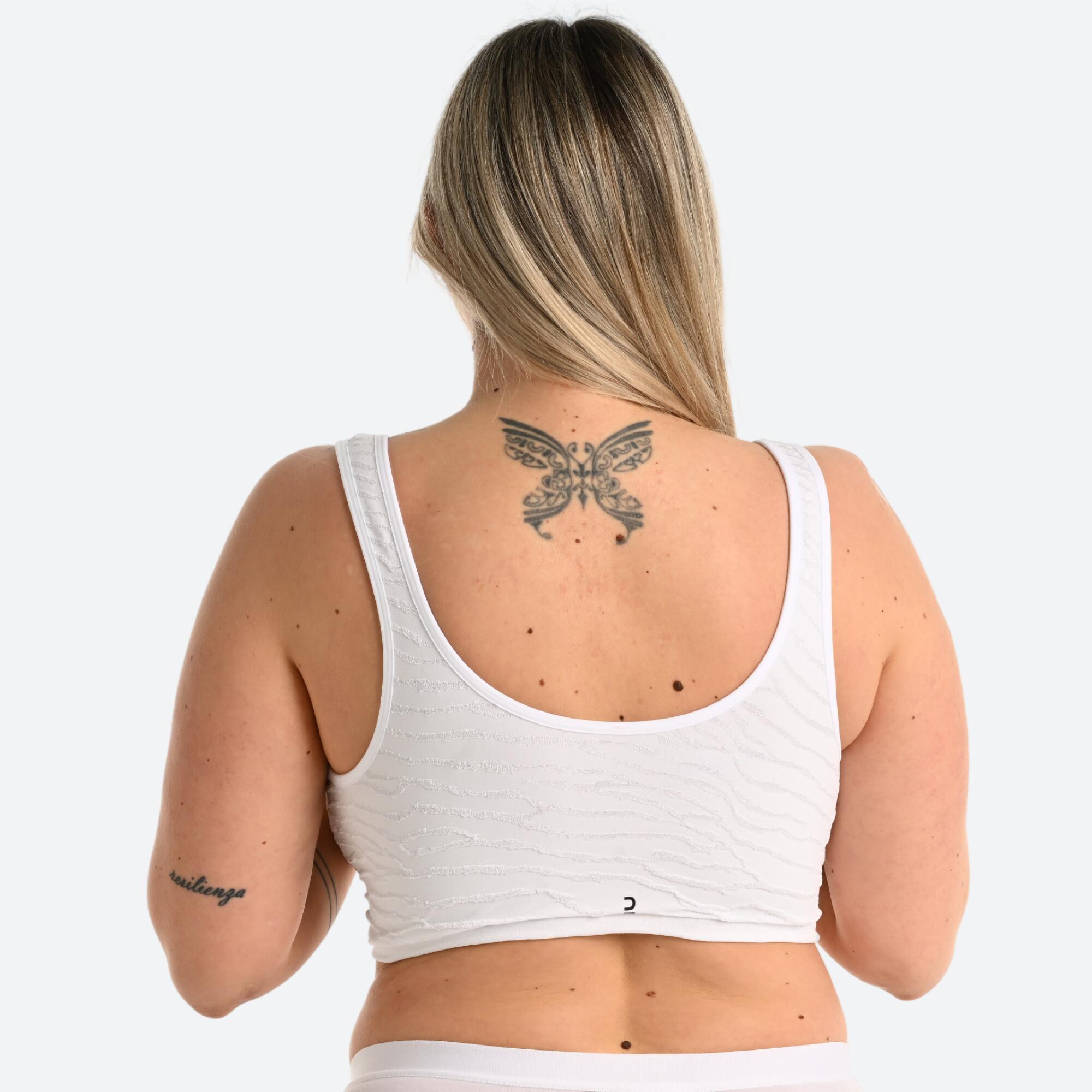 Reggiseno sportivo donna palestra sostegno leggero apertura davanti bianco DECATHLON Decathlon