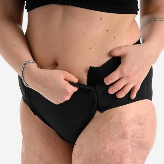 Culotte ouvrante à velcro noire pour femme