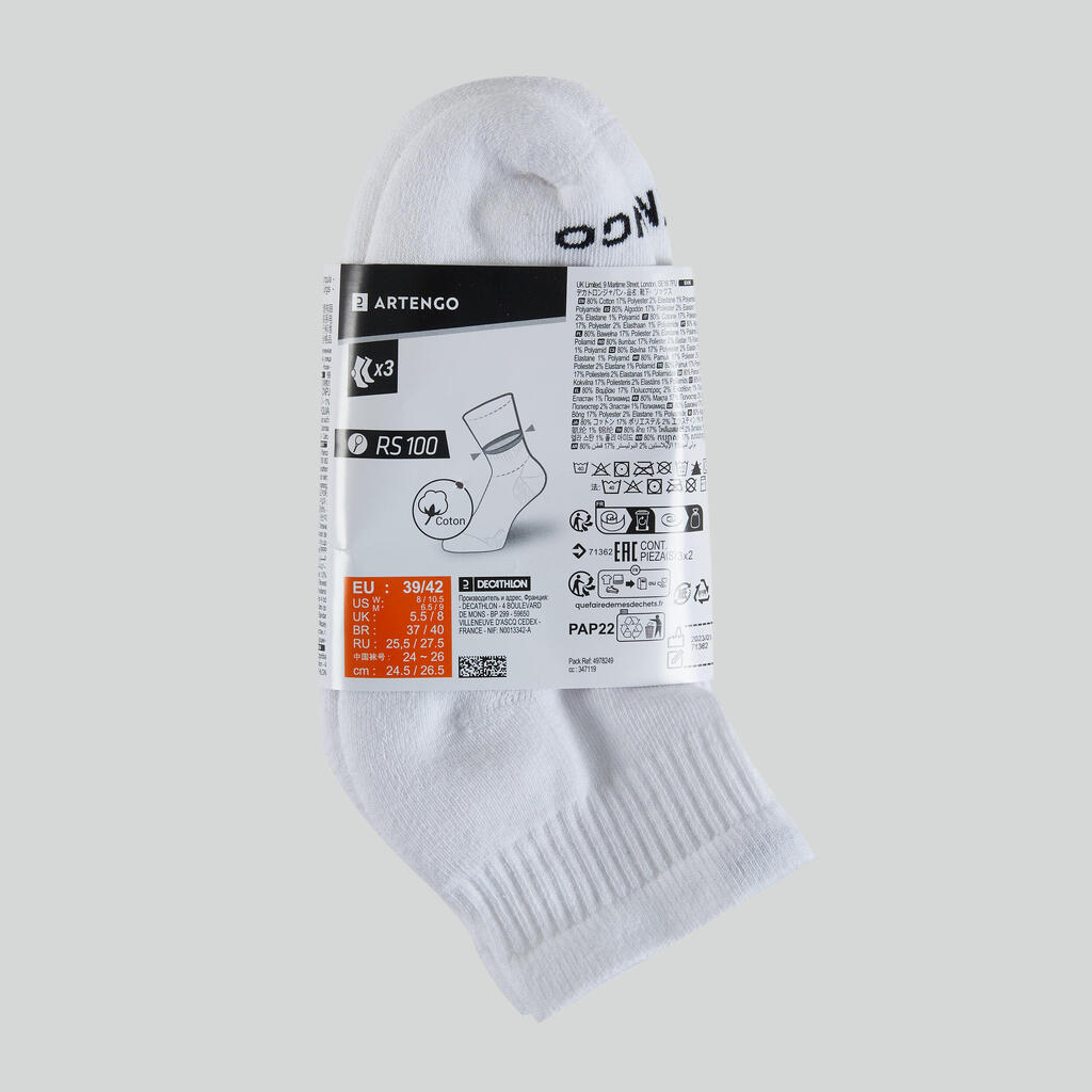 Mid Tennis Socks RS 100 Tri-Pack - Black