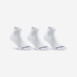 CHAUSSETTES DE TENNIS MI-HAUTES RS 100 BLANCHE LOT DE 3