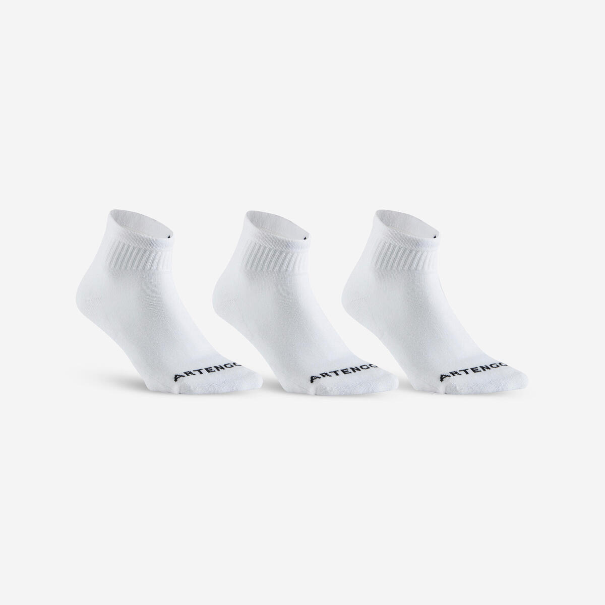 CHAUSSETTES DE TENNIS MI-HAUTES RS 100 BLANCHE LOT DE 3