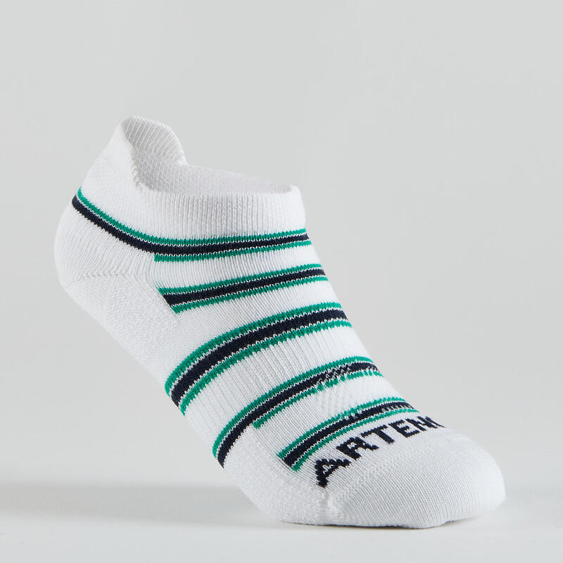 CHAUSSETTES TENNIS ENFANT BASSES ARTENGO RS 160 BLANC MARINE LIGNES LOT DE 5