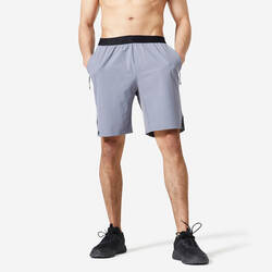 Men's Breathable Performance Fitness Shorts With Zipped Pockets - Grey