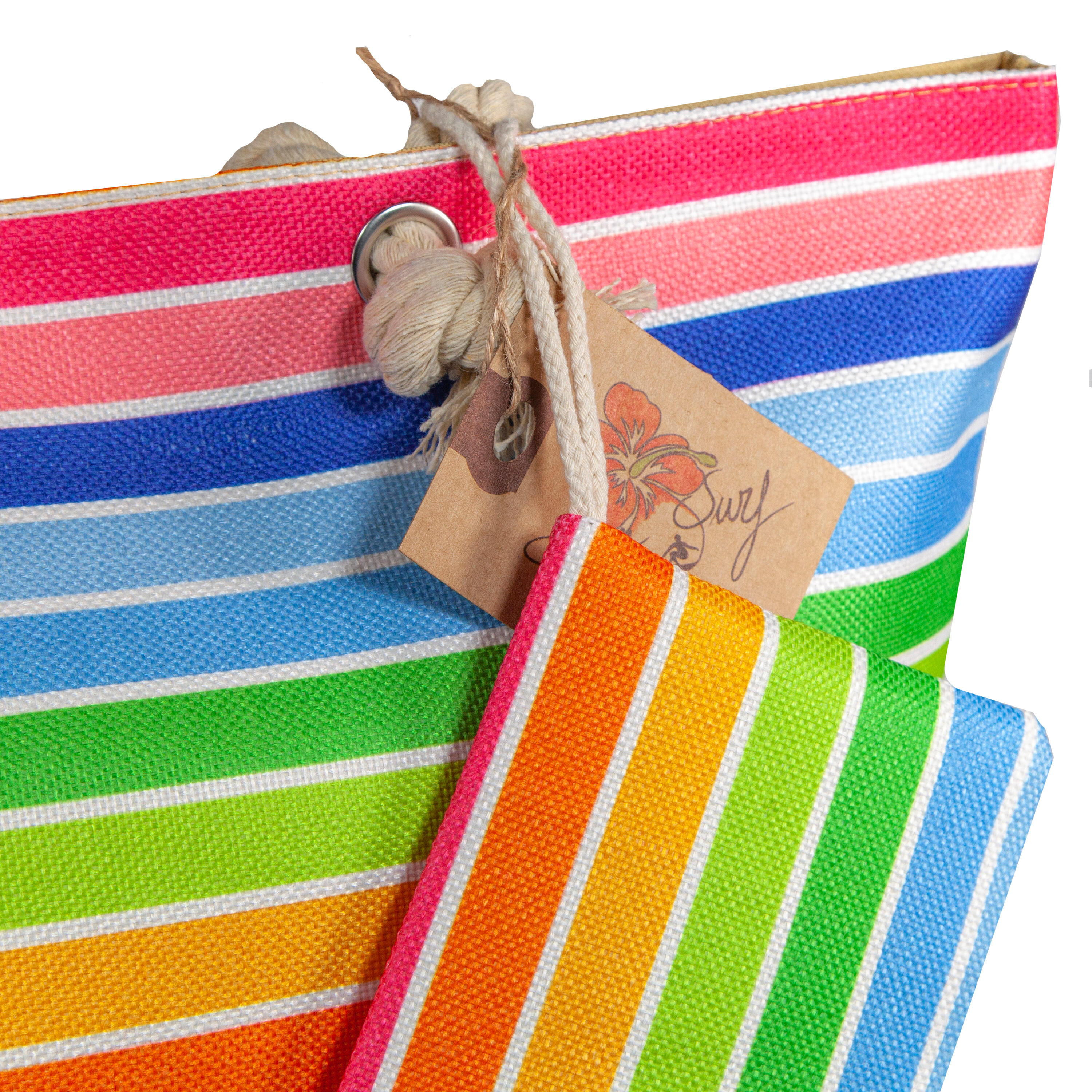 Borsa mare grande in tessuto stampato con zip arcobaleno 2/6