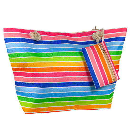 Borsa mare grande in tessuto stampato con zip arcobaleno