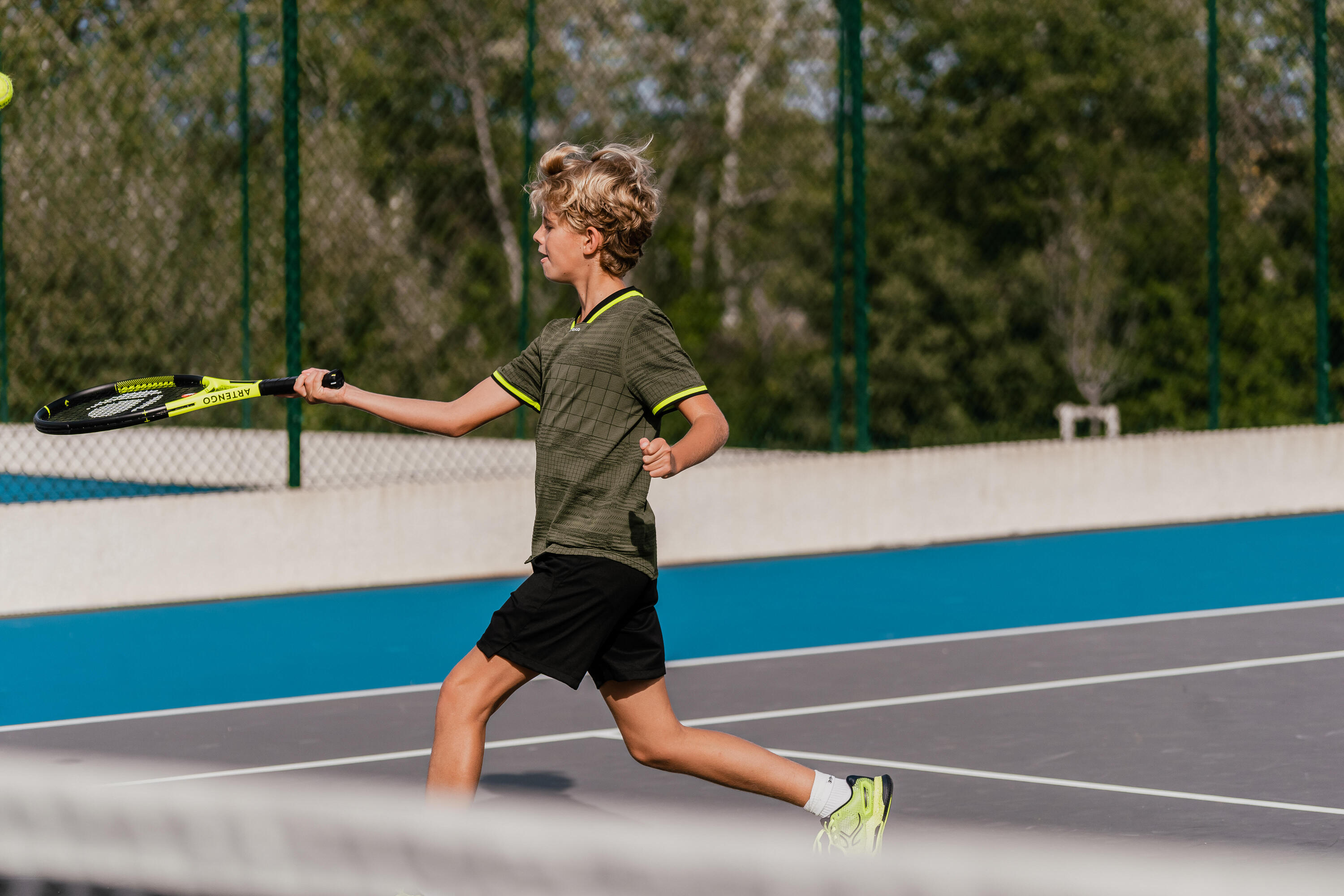 Boys' Tennis T-Shirt Dry - Khaki 8/9