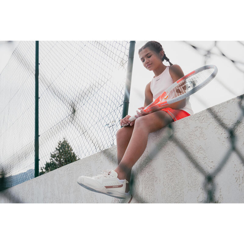 Mädchen Tennis Top - Dry korallenrot/weiss