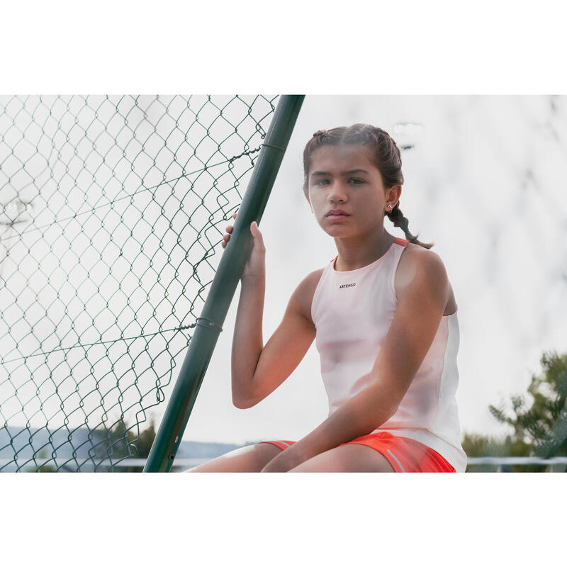 Mädchen Tennis Top - Dry korallenrot/weiss