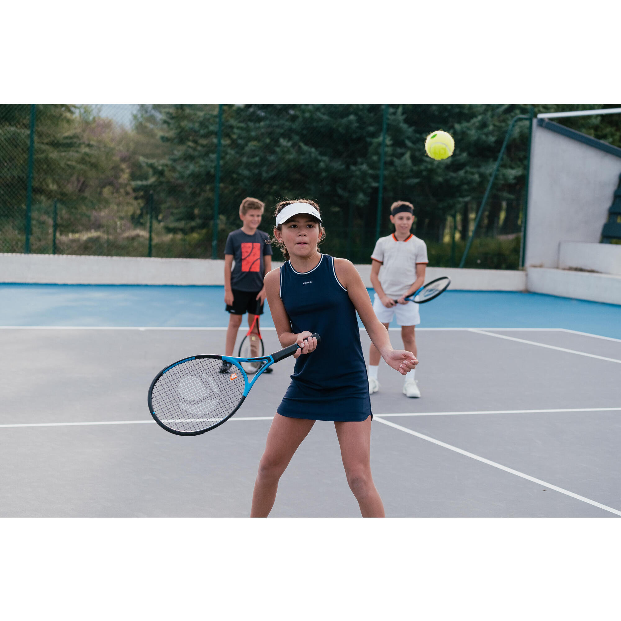 Abito da tennis dritto per bambina - TDR 500 - bianco marino