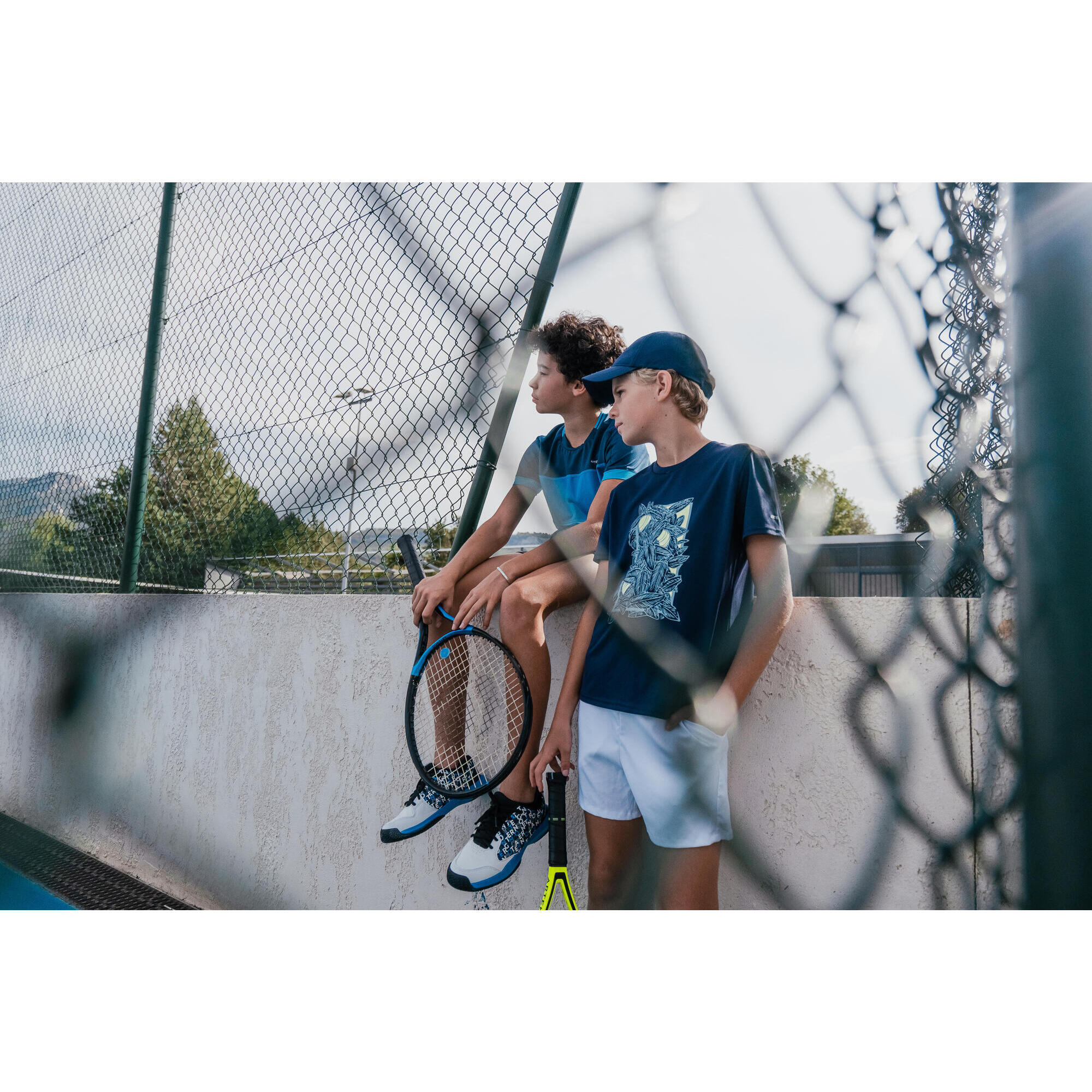 Maglietta da tennis per bambino - Essentiel - Blu navy giallo