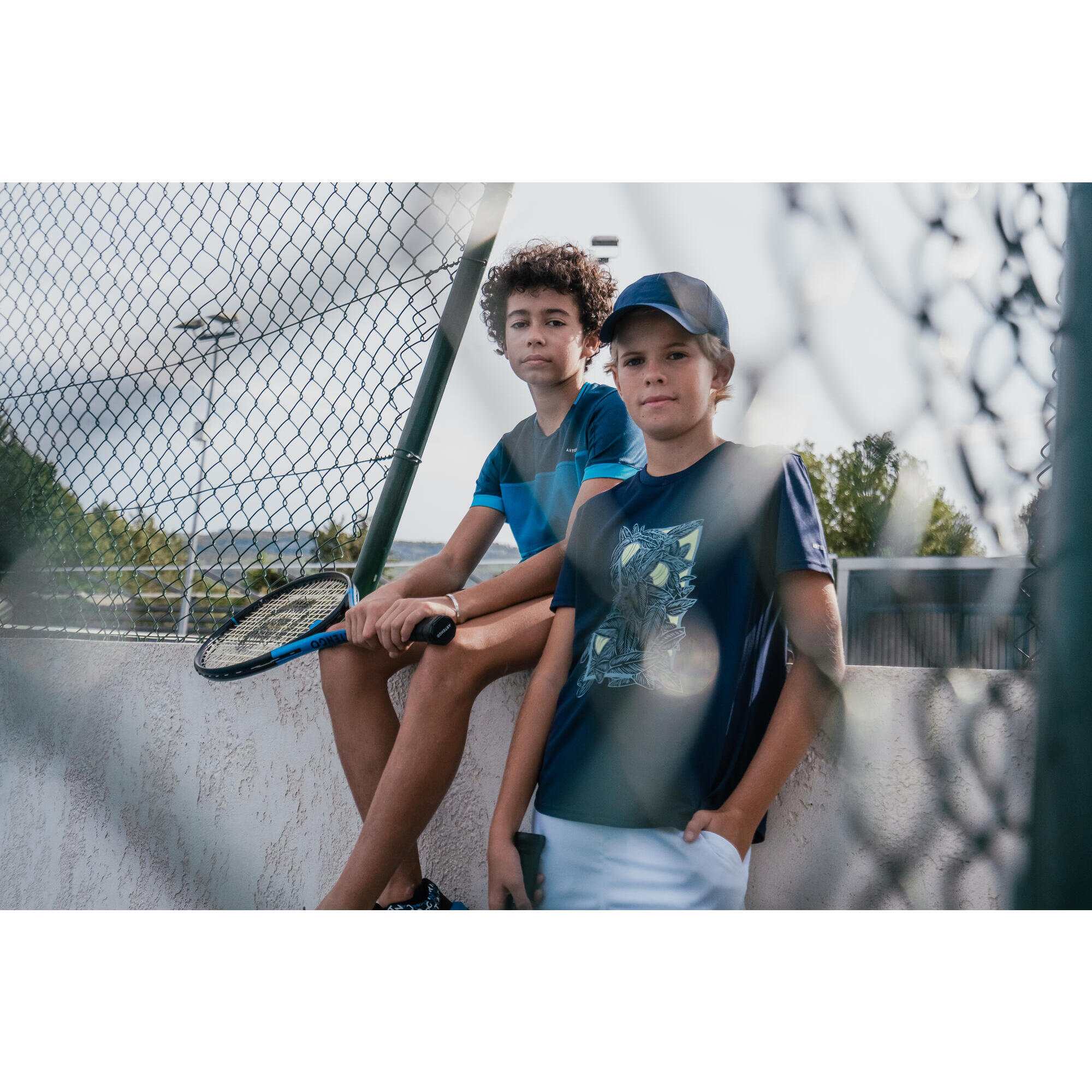 Maglietta da tennis per bambino - Essentiel - Blu navy giallo