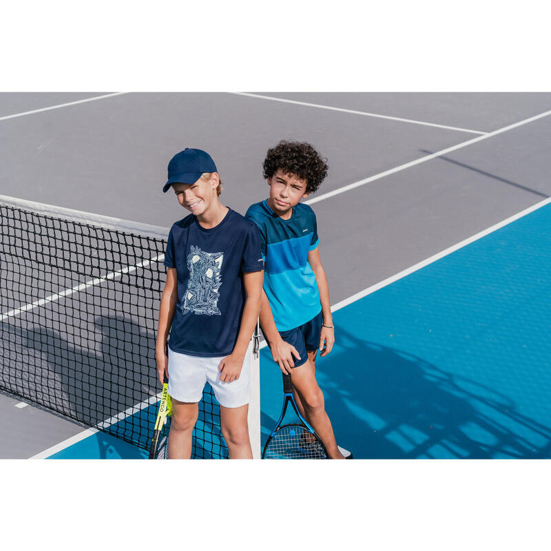 Boys' Tennis T-Shirt Essential - Navy Blue/Yellow