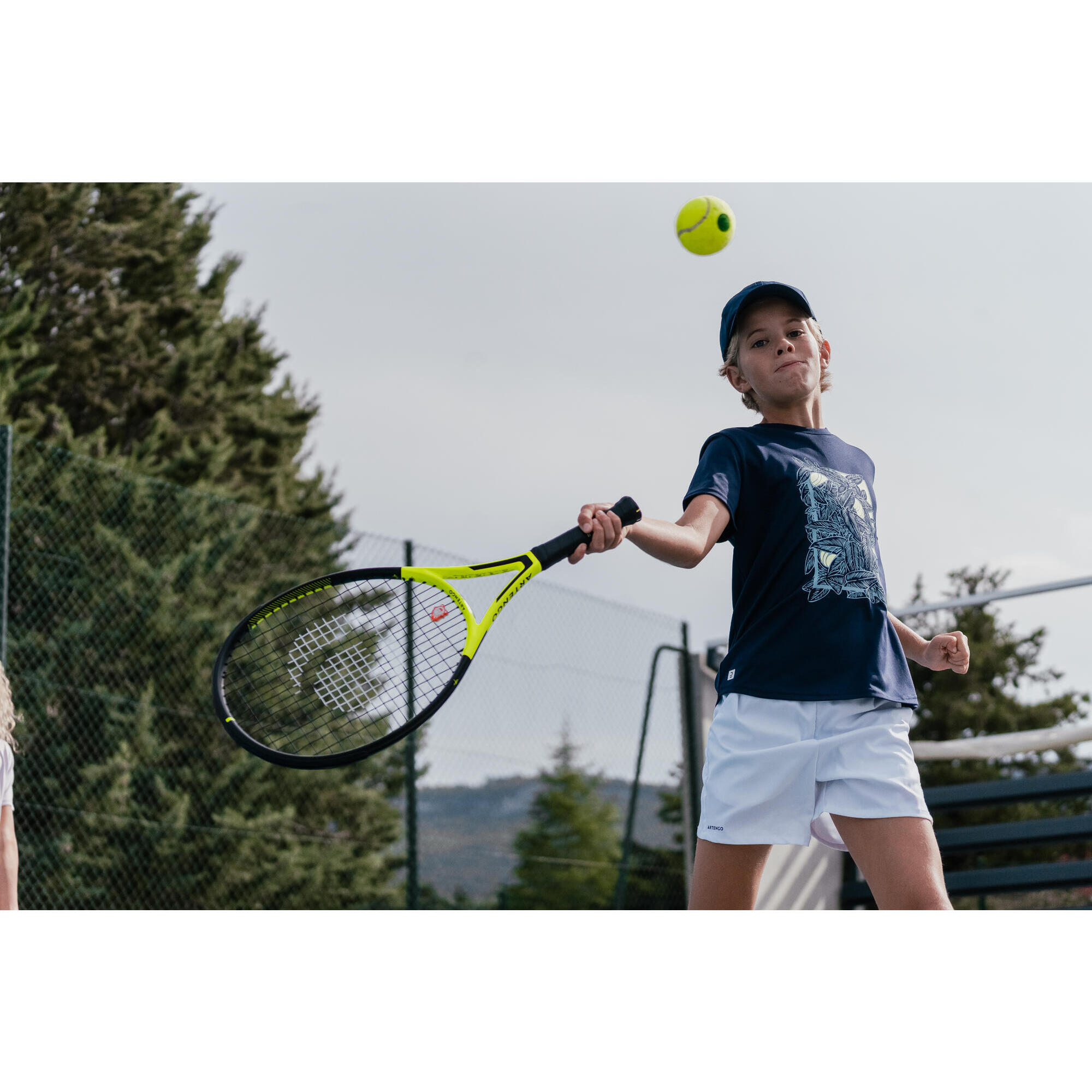 Maglietta da tennis per bambino - Essentiel - Blu navy giallo