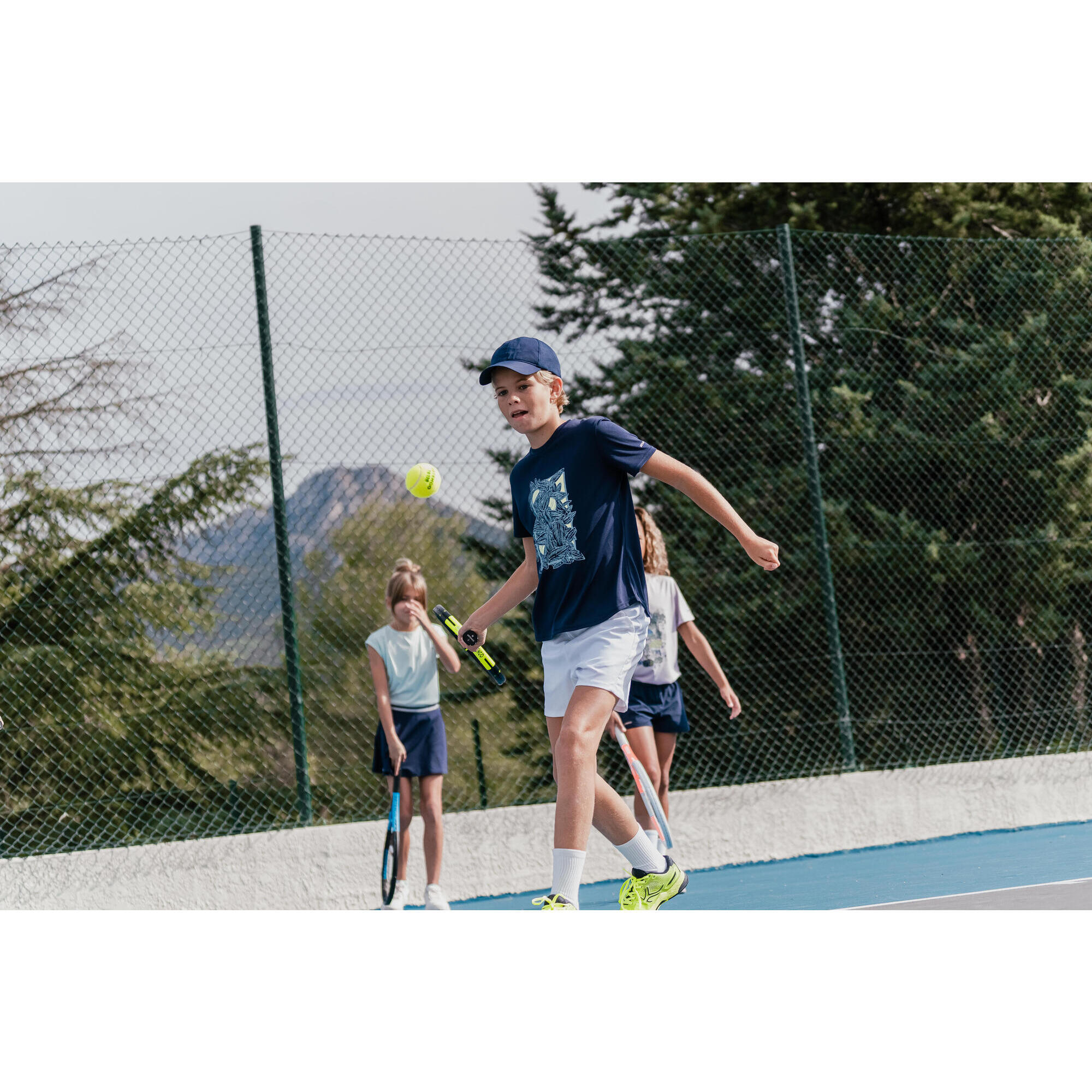 Maglietta da tennis per bambino - Essentiel - Blu navy giallo