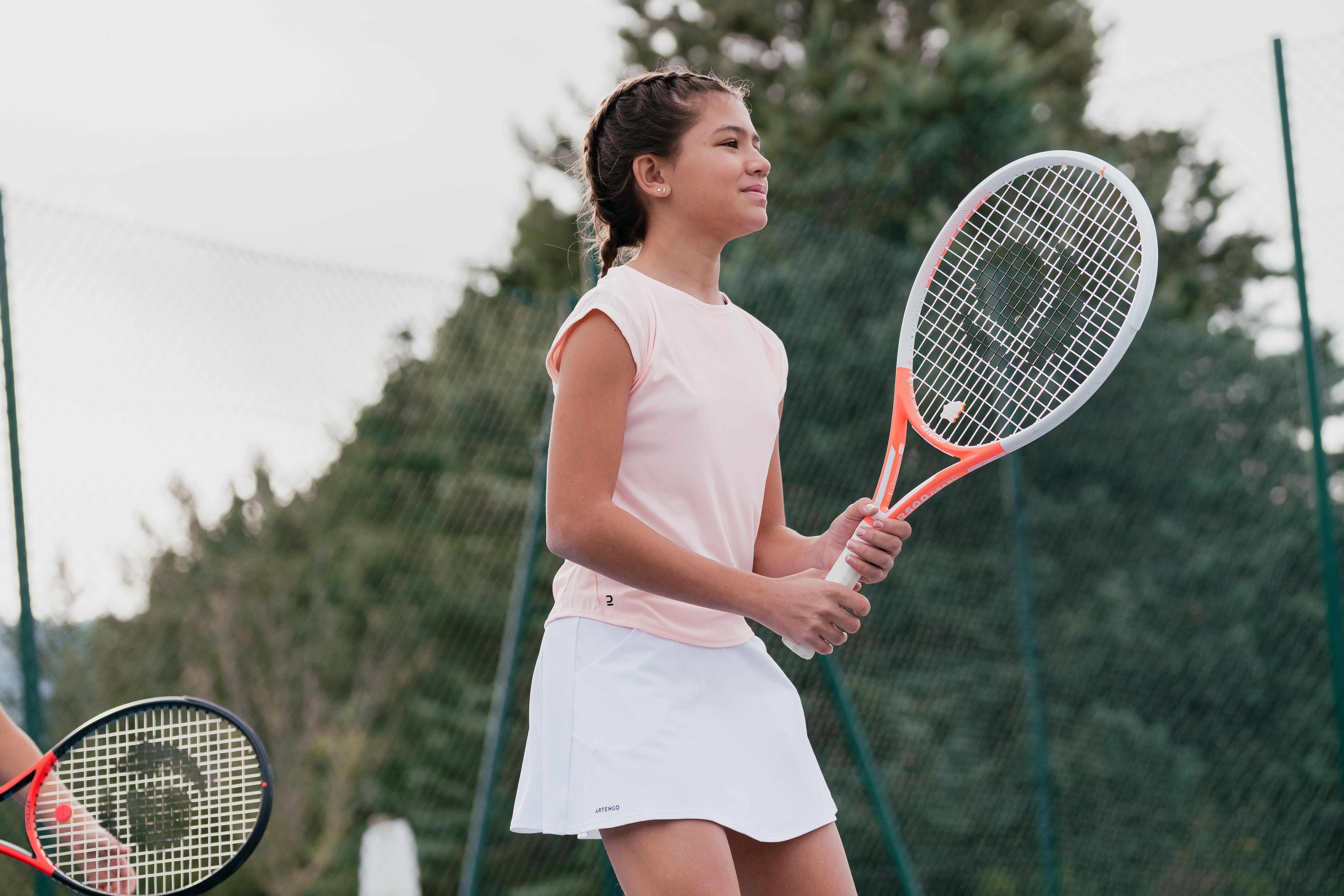 Girls' Tennis Skirt - TSK 500 White - ARTENGO