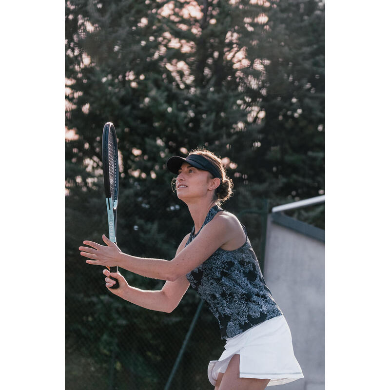 Débardeur tennis col rond dry soft femme - Dry Imprimé floral Noir