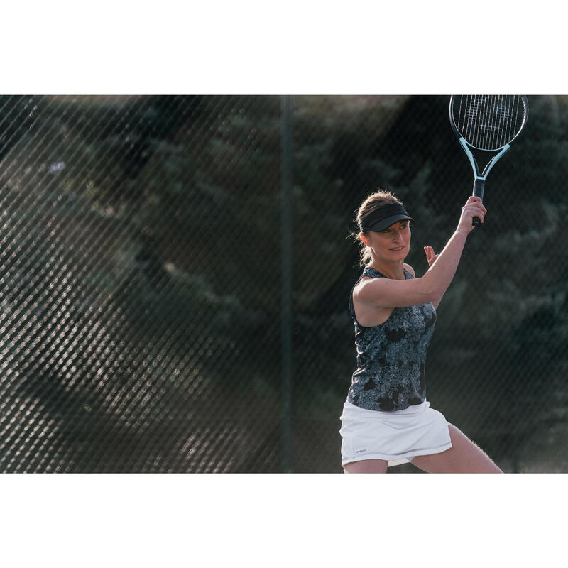 Damen Top Tennis Rundhals dry soft - Floraldruck schwarz