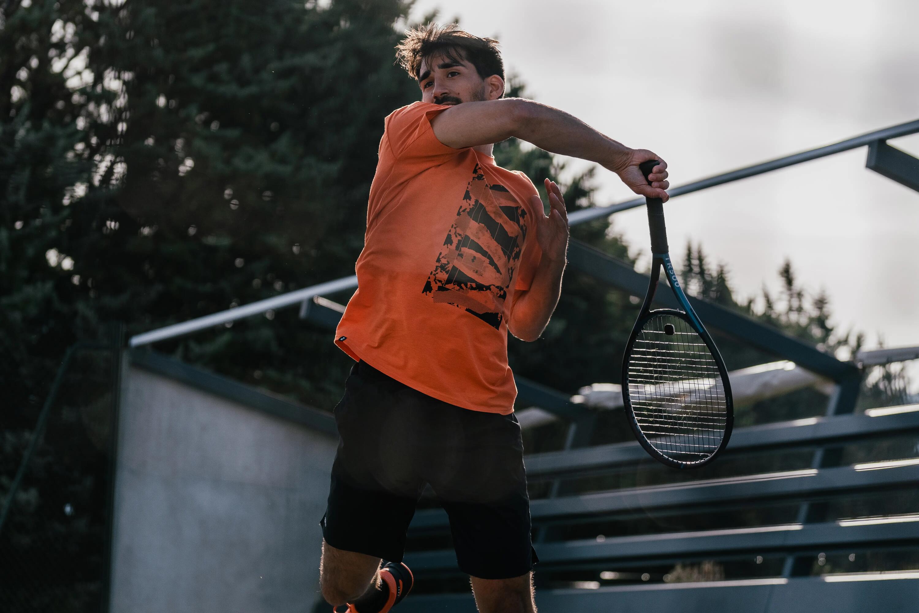 Men's Tennis T-Shirt TTS 900 Light - Black/Turquoise 11/13