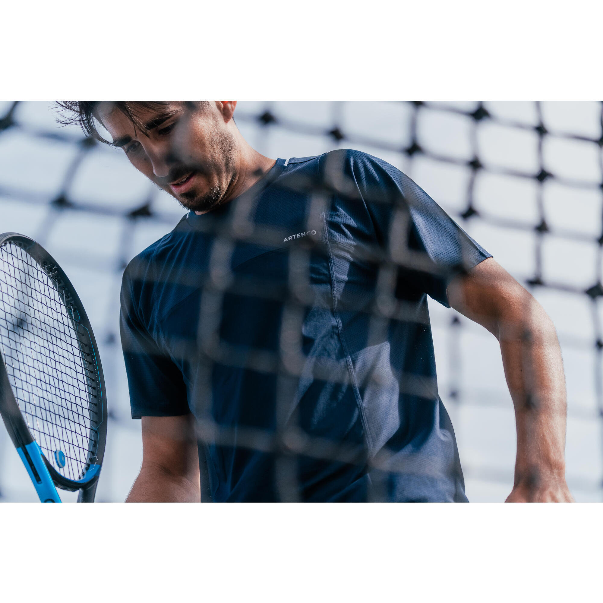 T-shirt tennis manches courtes homme - Artengo DRY marine Gaël Monfils 7/15
