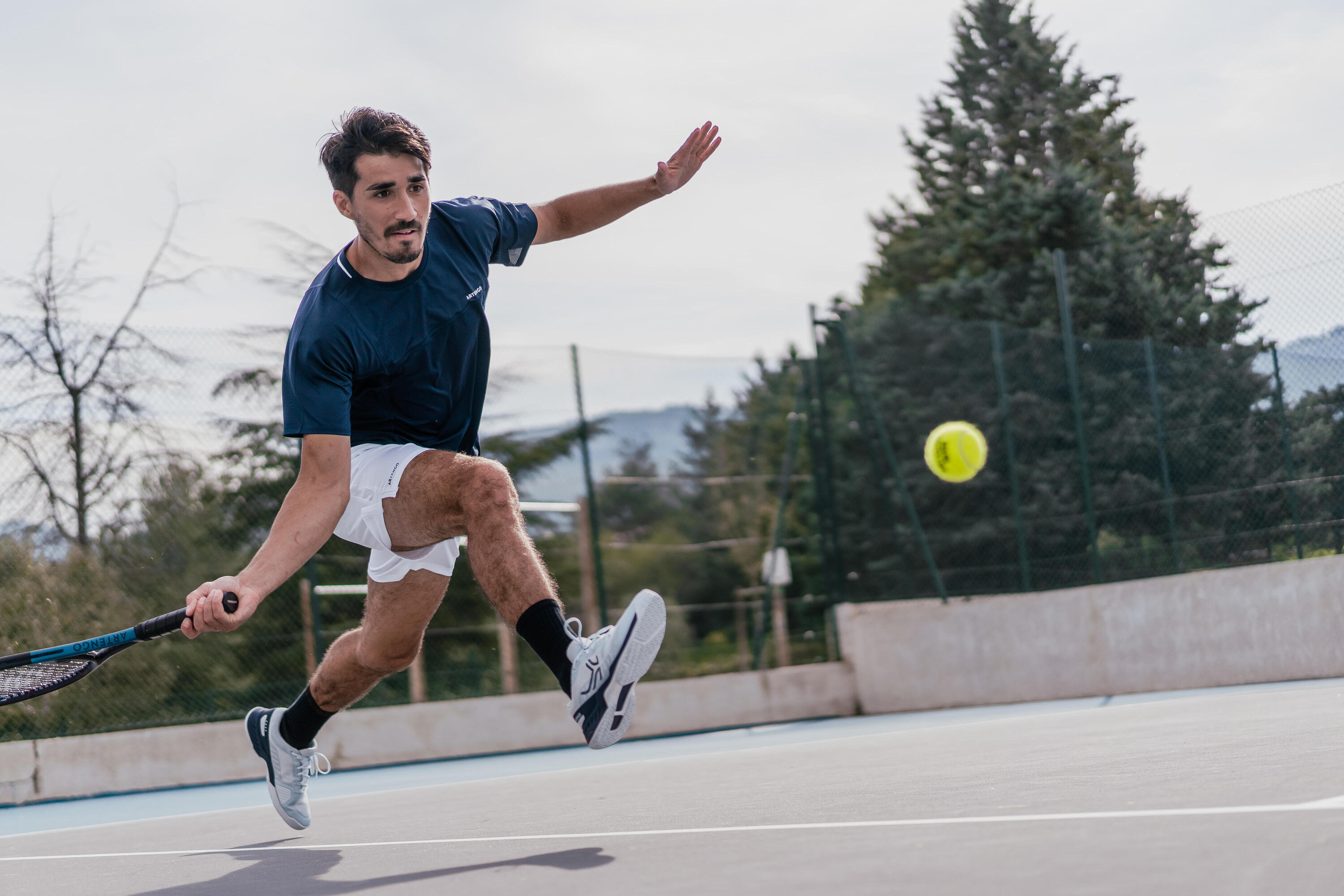 T-shirt tennis manches courtes homme - Artengo DRY marine Gaël Monfils 10/15