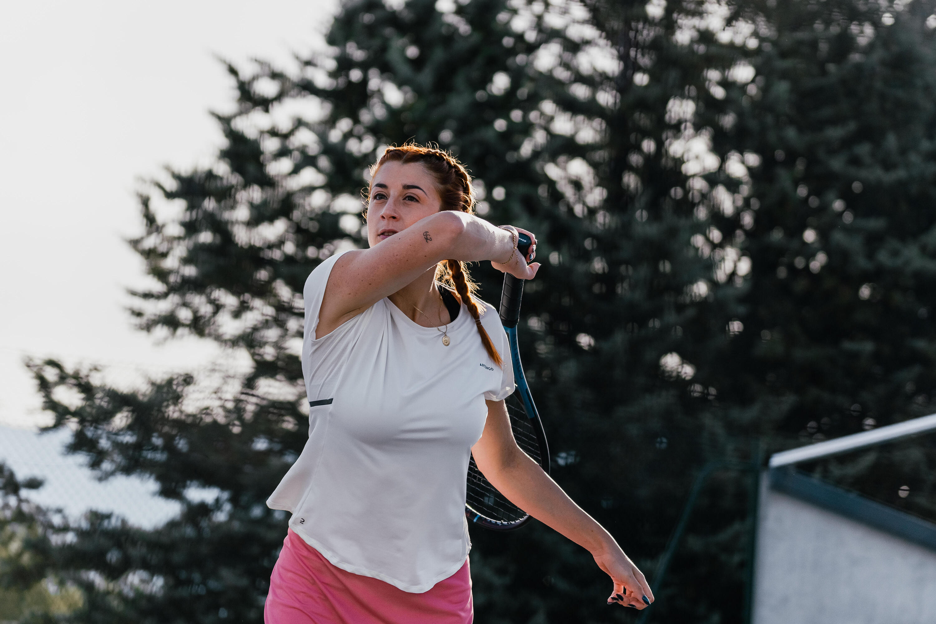 Jupe tennis dry femme - Essentiel 100 rose 15/16