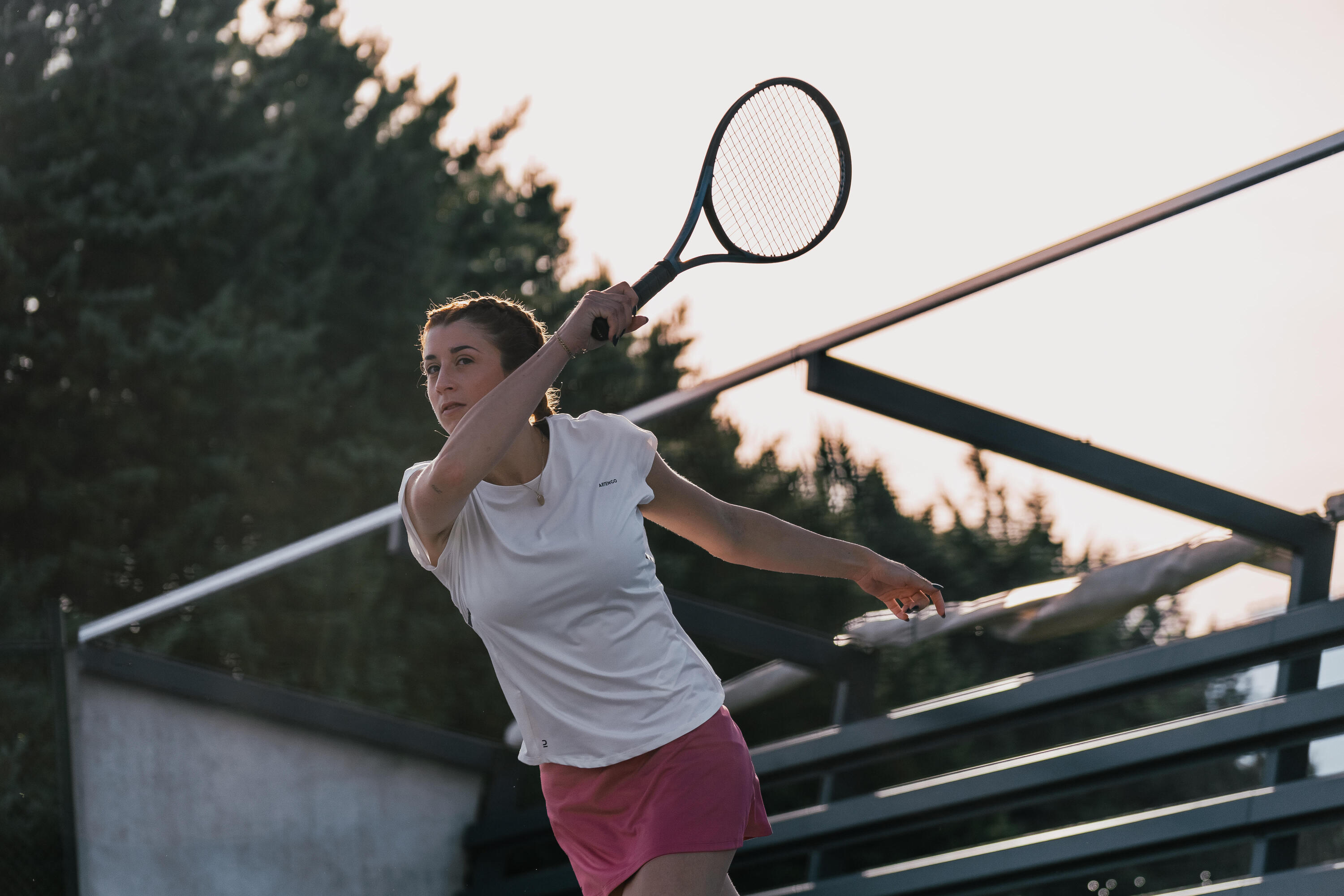 Jupe tennis dry femme - Essentiel 100 rose 13/16